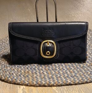 Coach Bleecker Black Signature & Leather Wallet